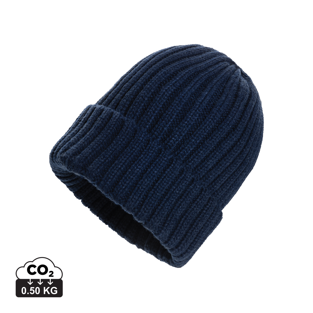 Bonnet publicitaire double côte et revers Polylana® Kennedi Bleu marine